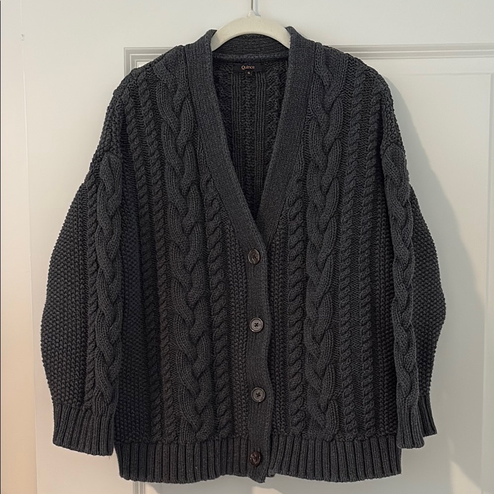 Quince Cableknit Cotton Cardigan